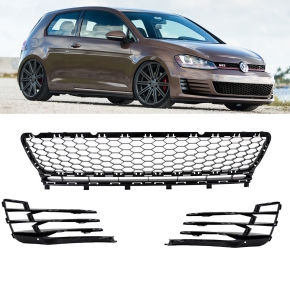 Kühlergrill Grill Chromleiste + Schwarz für Emblem passt für VW Golf 7 VII  nicht GTD bj 2012-2016