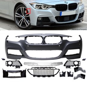 Sport Performance Front Spoiler +Doppelsteg Kühlergrill Schwarz passt für BMW  3er F30 F31 M-Paket