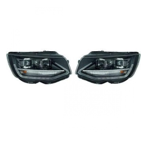 Set H7/H1 LED TFL Scheinwerfer Schwarz +Motor für VW...