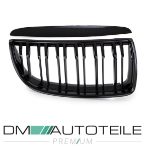 Set Sport Dual Slat Kidney Front Grille Black Gloss fits on BMW E90 E91 up 05-08