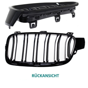 Set Kidney Front Grille black gloss painted Dual Slat fits on BMW 3-Series F30 F31 F35 Year 11-18