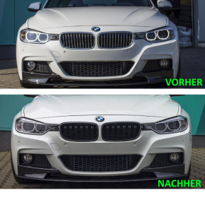Set Kidney Front Grille black gloss painted Dual Slat fits on BMW 3-Series F30 F31 F35 Year 11-18