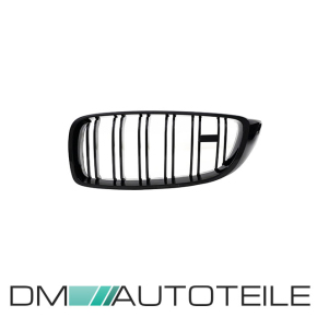 2x Kühlergrill Schwarz Glanz Doppelsteg +Emblemhalter passend für BMW 4er F32 F33 F36 auch  M4 + M alle Modelle