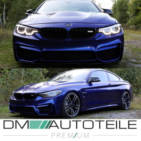 2x Kühlergrill Schwarz Glanz Doppelsteg +Emblemhalter passend für BMW 4er F32 F33 F36 auch  M4 + M alle Modelle