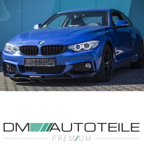 2x Kühlergrill Schwarz Glanz Doppelsteg +Emblemhalter passend für BMW 4er F32 F33 F36 auch  M4 + M alle Modelle