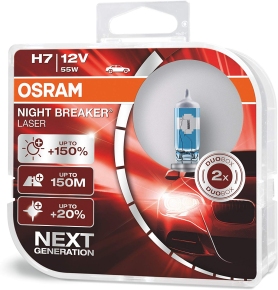 Osram Night Breaker Laser H7 next Generation, +150% mehr Helligkeit,  Halogen-Scheinwerferlampe, 64210NL-HCB