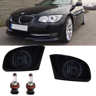 Set Smoke black  Fog lights standard Bumper only + H8 fits on BMW E92 E93 05-11