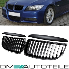 SATZ Kühlergrill Schwarz Matt Sport-Performance +Blenden passend für BMW E90 E91