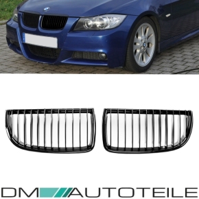 SATZ Kühlergrill Schwarz Matt Sport-Performance +Blenden passend für BMW E90 E91