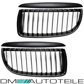 SATZ Kühlergrill Schwarz Matt Sport-Performance +Blenden passend für BMW E90 E91