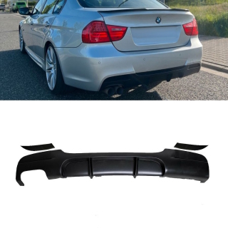 PERFORMANCE Rear Diffusor 05-11 Black fits on BMW E90 E91 M-Sport Bumper 316-330
