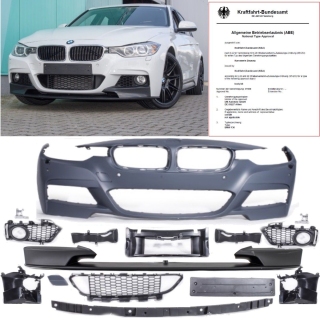 Sport Performance Stoßstange vorne für PDC + Frontspoiler schwarz passend für BMW 3er F30 F31 Serie & M-Paket