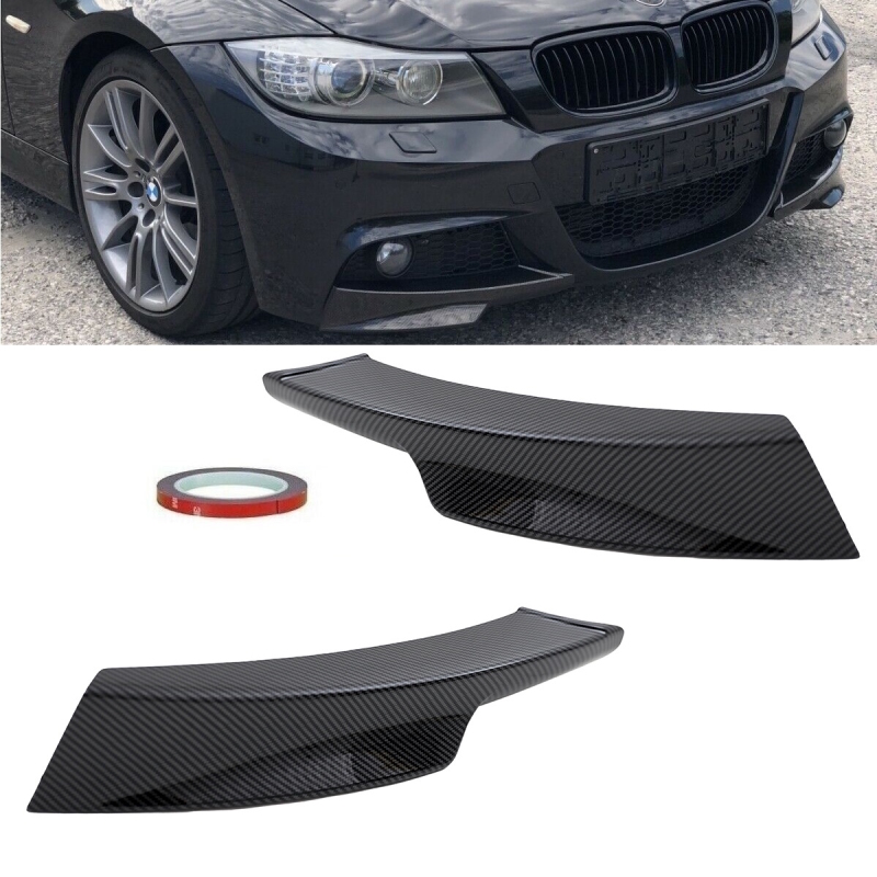 Set LCI Carbon Gloss Spoiler Bumper Splitter Lip fits for BMW E90