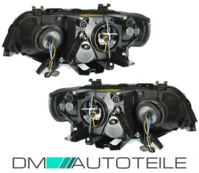 Scheinwerfer Set Angel Eyes Klarglas Schwarz Bj 99-03 H7/H7 passend für BMW X5 E53