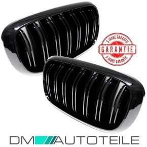 Dual Slat Kidney Front Grille Black Gloss fits on BMW X5...