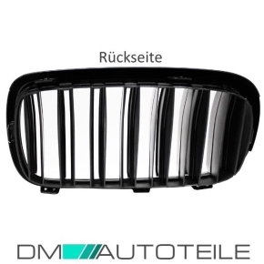Dual Slat Kidney Front Grille Black Gloss fits on BMW X5 F15 + X6 F16 up 2013 without Camera