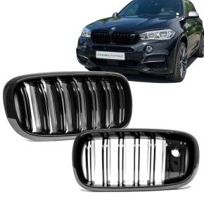 Dual Slat Kidney Front Grille Black Gloss fits BMW X5 F15...