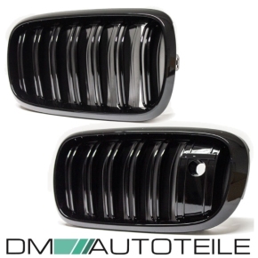 Dual Slat Kidney Front Grille Black Gloss fits BMW X5 F15 X6 F16 up 2013 with Camera