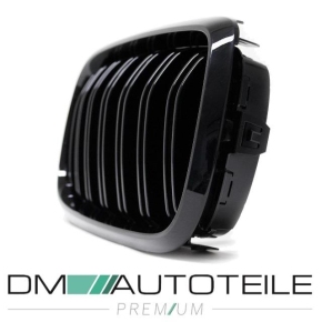 Dual Slat Kidney Front Grille Black Gloss fits BMW X5 F15 X6 F16 up 2013 with Camera