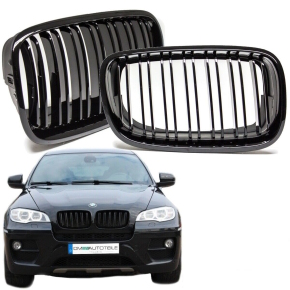SATZ Kühlergrill Schwarz Glanz Doppelsteg passend...