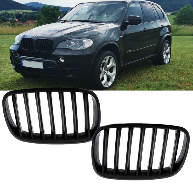 Set Front Grille black Matt fits on BMW X5 E70 06-13 + BMW X6 E71 E72 08-15