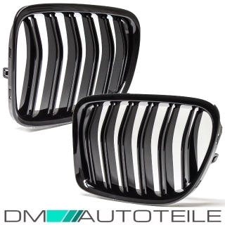 Set Front Grille Dual Slat black Gloss fits on BMW X1 E84 09-12 also M