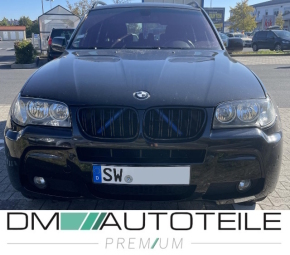 Set Front Dual Slat Kidney Grille black Gloss fits on BMW X3 E83 LCI Facelift 06-11
