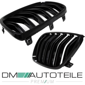 Set Front Dual Slat Kidney Grille black Gloss fits on BMW X3 E83 LCI Facelift 06-11