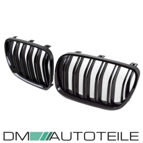 Set Front Dual Slat Kidney Grille black Gloss fits on BMW X3 E83 LCI Facelift 06-11