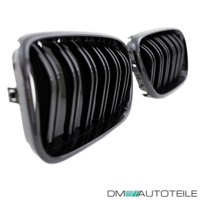 2x Kühlergrill SET Schwarz Hochglanz Sport Doppelsteg passend für BMW X3 F25 10-