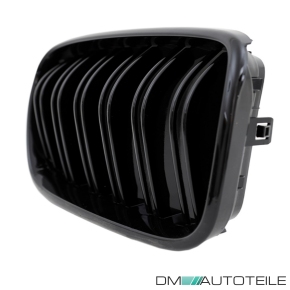2x Kühlergrill SET Schwarz Hochglanz Sport Doppelsteg passend für BMW X3 F25 10-