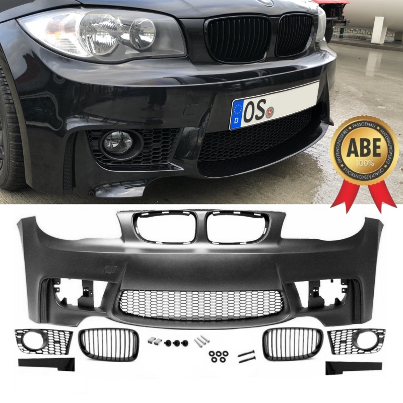 Front Stoßstange + Grill Schwarz passt für BMW 1er E81 E82 E87 E88