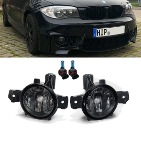 1x Set Fog lights smoked black + H11 bulbs fits on BMW 1er E81 E82 E87 E88 X1 E84 & X5 E70