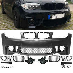 Set PAINTED BMW E88 E87 E82 E81 Front Bumper 1-series + fog lights Smoke +  Grille M M1 03-12