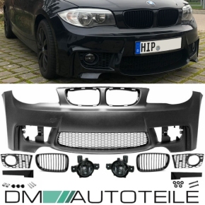 Sport Front Bumper w/o PDC+GRILLE +Fogs BLACK fits on BMW E81 E82 E87 E88 M