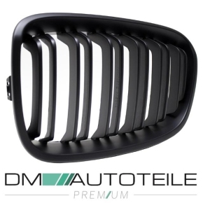 Set Dual Slat Kidney Front Grille Black Matt fits BMW 1-series F20 F21 up 11-15