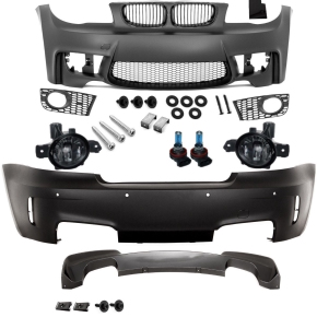 Bodykit Stoßstange vorne Hinten + Nebel Smoke passt für BMW 1er E82 E88 Serie & M-Paket nicht 1er M