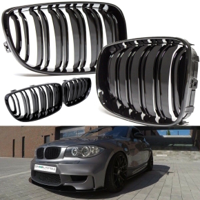 Set Kidney Front Grille Dual Slat Black Gloss fits on BMW...