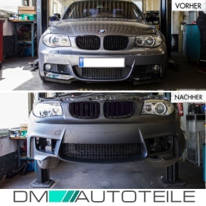SATZ Kühlergrill Doppelsteg Schwarz Glanz passend für BMW 1er E81 E82 E87 E88