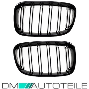2x Dual Slat Front Grille black gloss painted fits on BMW 1-series F20 F21 standard or M-Sport 11-15