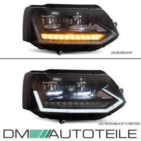 Voll LED Facelift Scheinwerfer Set Klarglas Schwarz dynamische Blinker + Welcome Home passt für VW T5 GP 09-15