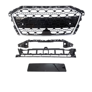Wabengrill Kühlergrill Schwarz Glanz Silber Rahmen passt für Audi A3 8Y ab Bj 2020