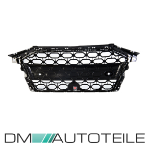 Wabengrill Kühlergrill Schwarz Glanz Silber Rahmen passt für Audi A3 8Y ab Bj 2020
