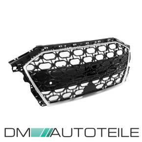 Wabengrill Kühlergrill Schwarz Glanz Silber Rahmen passt für Audi A3 8Y ab Bj 2020