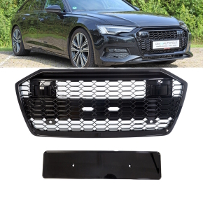 Wabengrill Kühlergrill Schwarz glanz komplett Gitter passt für Audi A6 F2 C8 ab 2019 nicht RS6