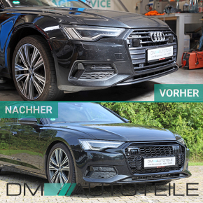 Wabengrill Kühlergrill Schwarz glanz komplett Gitter passt für Audi A6 F2 C8 ab 2019 nicht RS6