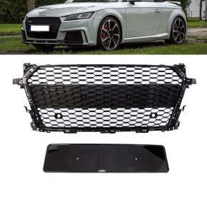 Wabengrill Schwarz glanz komplett Gitter Grill passt für Audi TT 8S FV nicht RS ab 2014-2018