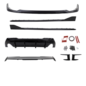 Performance Umbau Sport Paket Lippe+Duplex Diffusor+ Heckspoiler hochlganz schwarz passt für BMW 1er F40 mit M-Paket