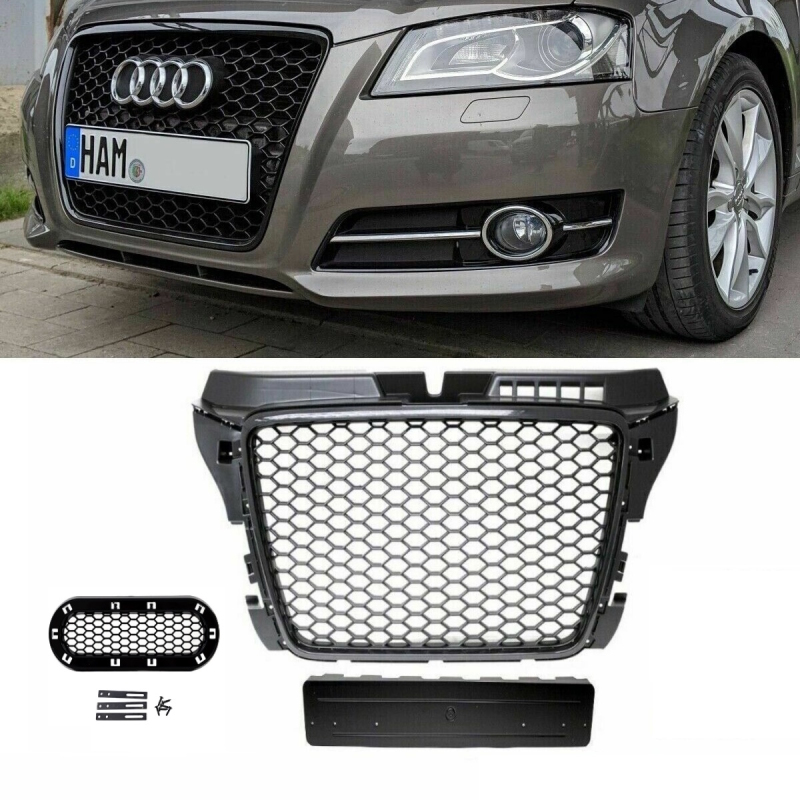 Badgeless Front Grille Grille Honeycomb Black Gloss+