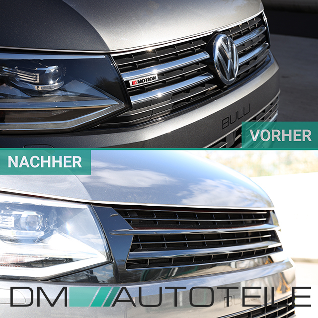 Set Kühlergrill clean+ Gitter Stoßstange unten Hochglanz Schwarz passt für VW  T6 alle Modelle 2015-2019 auch Sportline